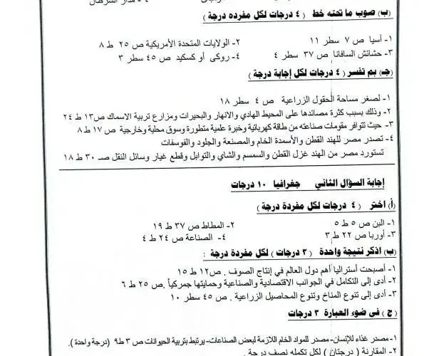 حل امتحان الدرسات الصف الثالث الاعدادي 2024 الترم الثاني محافظة القاهرة