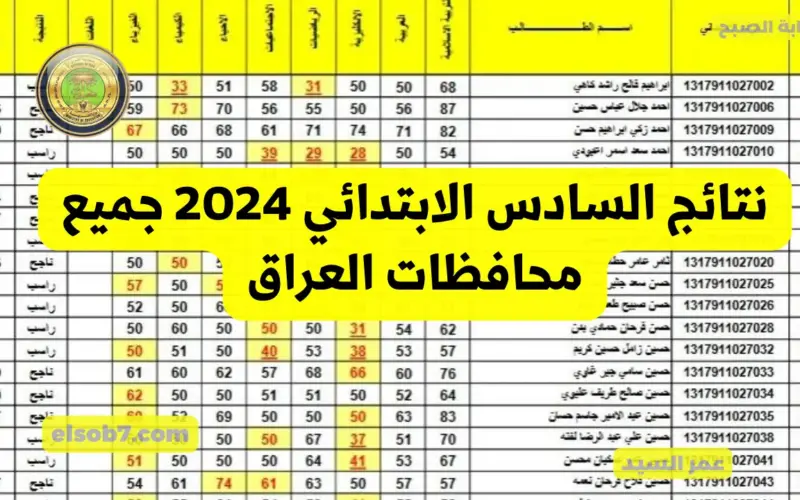 ظهور رابط تحميل نتائج السادس الابتدائي الدور الاول 2024 العراق بالأسم من خلال موقع نتائجنا